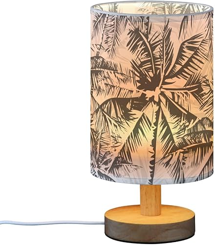 Miniatura 2 de GuoChe Bedside Table Lamp Mini Lamps Retro Black White Tropical Palms Table Lamps for Girls Candlestick lámparas para mesa