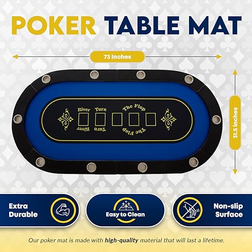 Miniatura 4 de Texas Hold'em - Tapete de póquer para mesa de 73 x 31.5 pulgadas, repuesto de Barrington, mesa de póquer para hasta 10 jugadores, para juegos de
