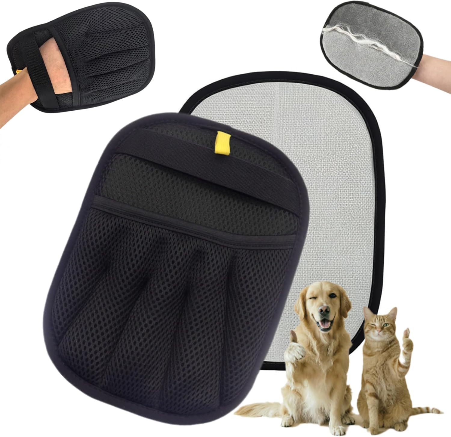 New Upgraded Pet Hair Removal Glove for Cats & Dogs, Quick Wiping Magic Brush 5-Finger, Electrostatic Reusable Hair Remover Tool for Laundry, Couch, Carpet & car seat, removes Dog and cat Fur Easily