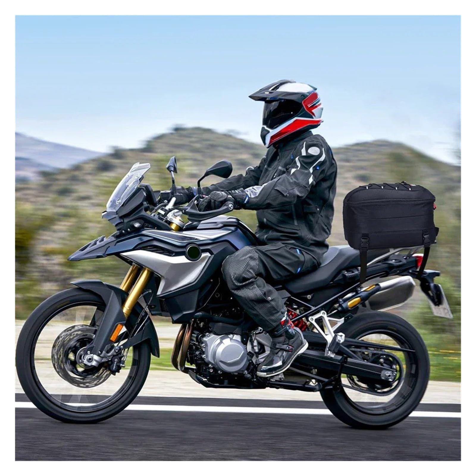 Borsa Moto Borse Coda Per Moto Universali Maggior Parte Delle Borsa Sedile Posteriore A Doppio Uso Zaino Casco Viaggio Espandibile Selle Moto Bagagli(22L-34L)