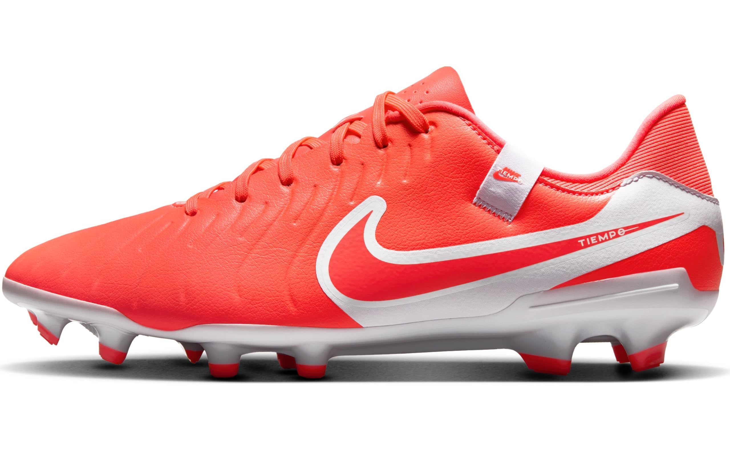 Nike Tiempo Legend 10 Academy Multi-Ground Low-Top Soccer Cleats (DV4337-800, Hot Lava/White) Size 10.5