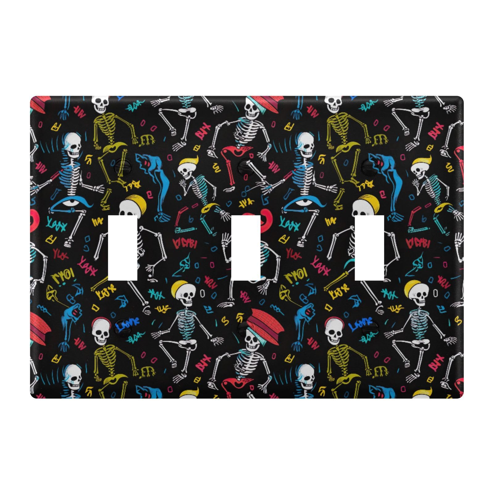 Light Switch Cover Skull Skeleton Wall Plates for Electrical Outlets 3 Gang 202a8920