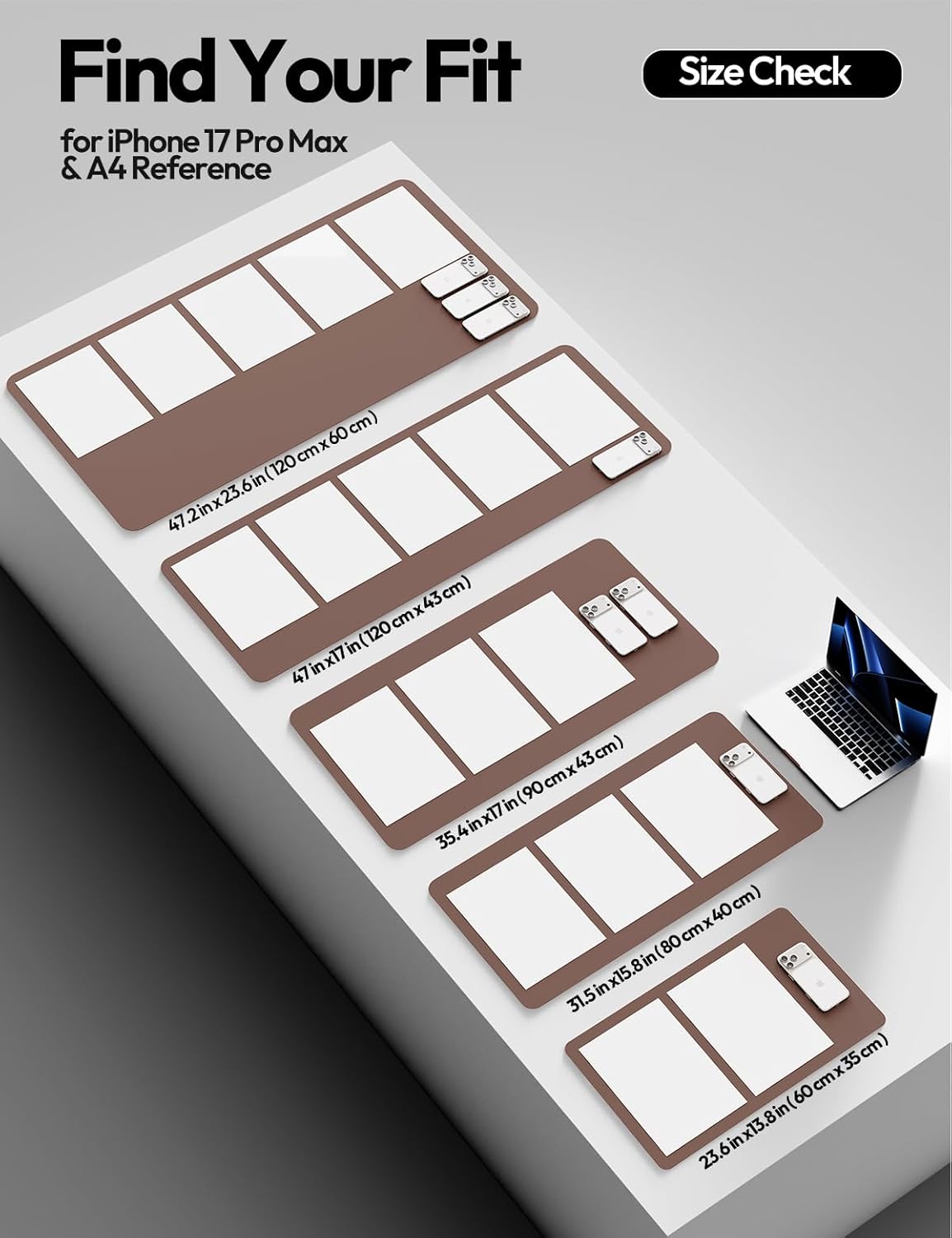 YSAGi Leather Desk Protector, Office Mat, Large Mouse Mat, Non-Slip PU Leather Blotter, Laptop Pad, Waterproof Writing Pad for Office and Home (Chocolate, 31.5" x 15.8") - Image 5