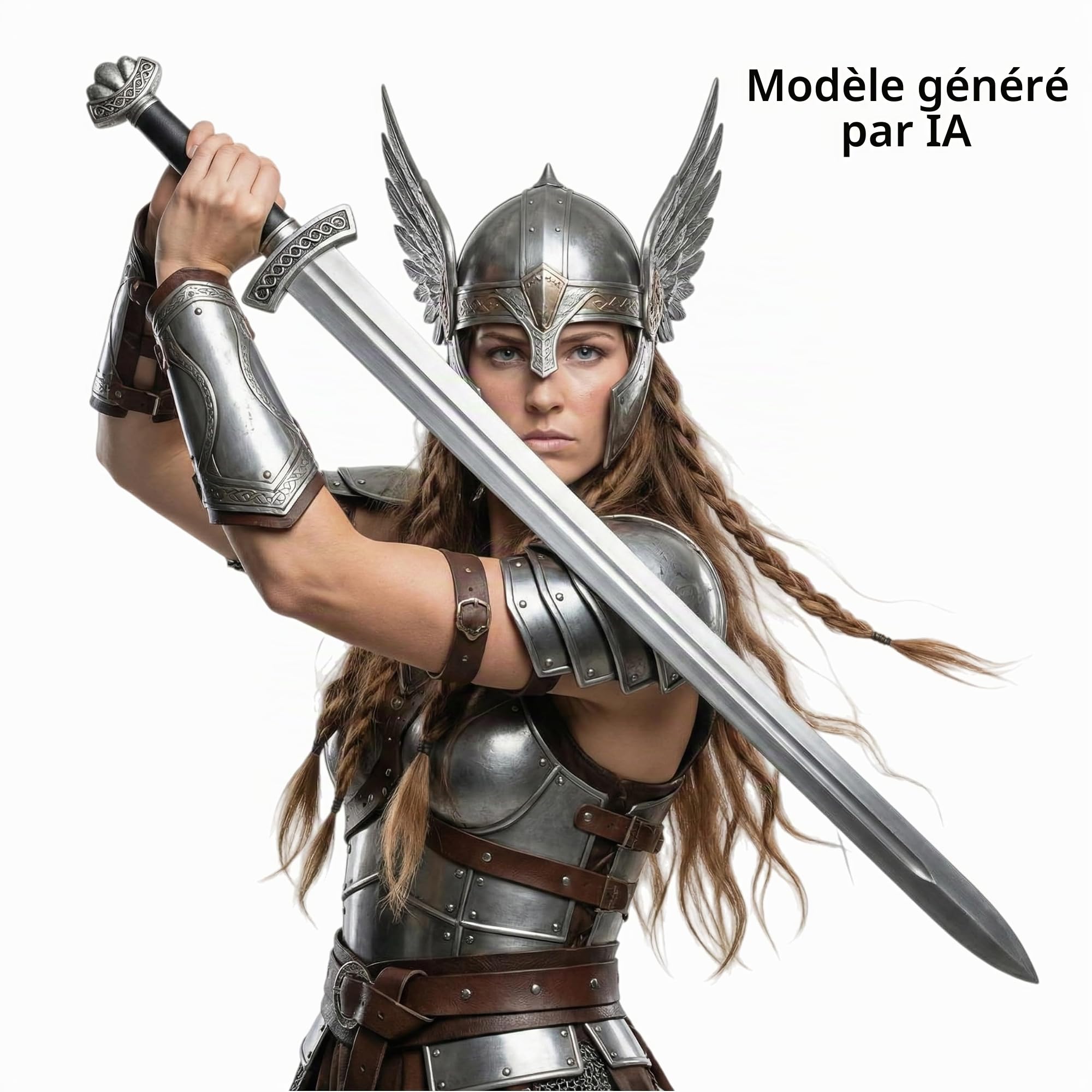 LOOYAR Vikings - Épée médiévale en mousse de polyuréthane - Pour berserker - Chevalier - Guerrier - Jeu de bataille - Halloween - Cosplay - 104,1 cm - Fer noir
