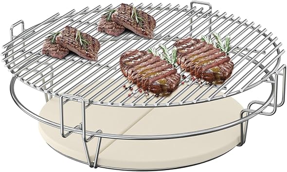 SafBbcue 304 Stainless Grill Grate for Kamado Joe Classic & Big Green Egg
