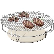 SafBbcue Upgraded Grill Grate for Kamado Joe Classic & Other Kamado Grill, 18 Inch Cooking System Kit for Large Big Green Egg BGE Charcoal Grill, Flexible Grill Grate Base Set with Heat Deflector