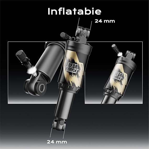 RH03 Bike Rear Shocks Mountain Bieyele Coil Resr ShockAbsorber MTB Rear Suspension for MTB/E-Bike/Scooter 150mm/165mm190mm +OUBLE CHAMBER WITH AIR SPRIHG