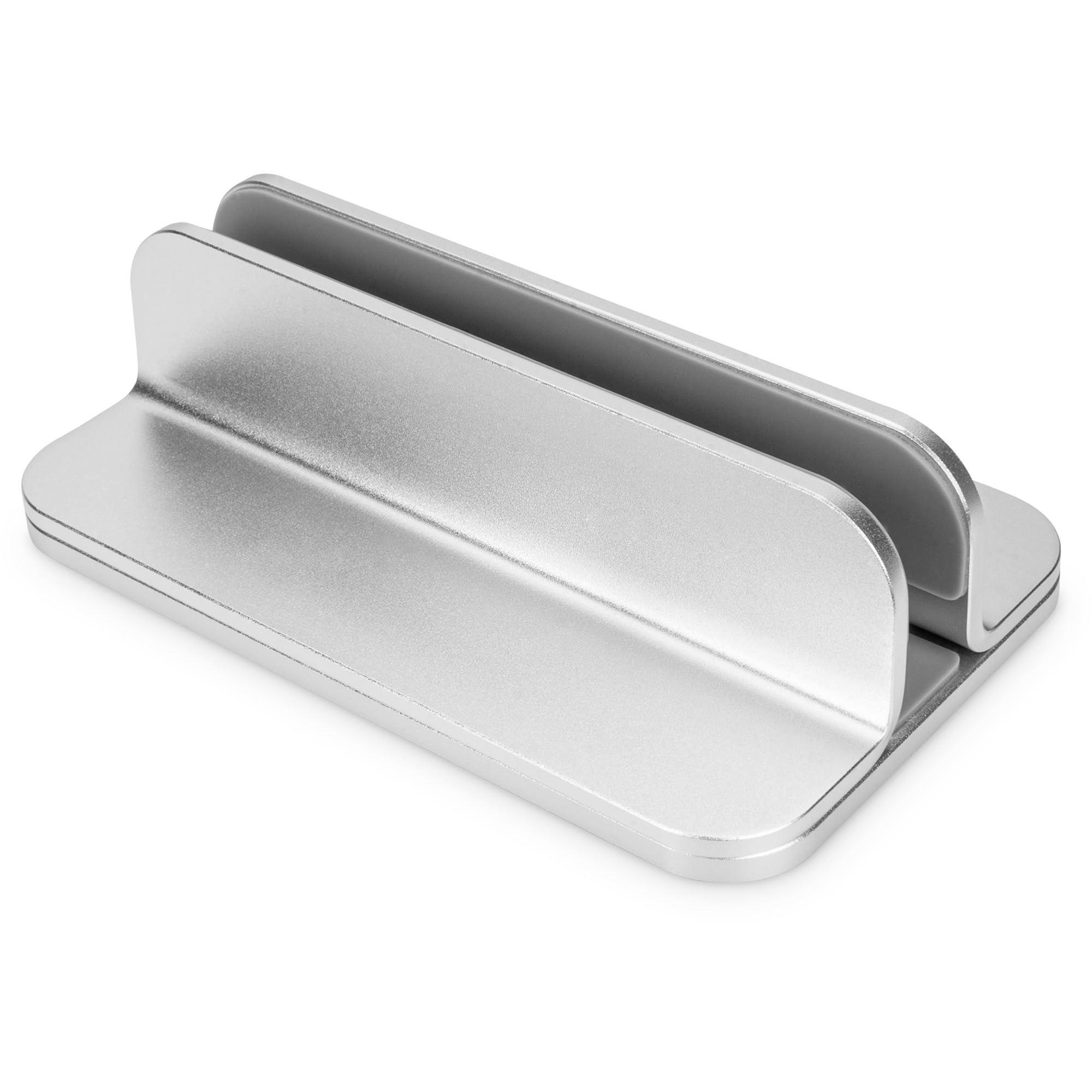 DIGITUS DA-90439 - Support Vertical pour Ordinateur Portable - Taille Variable 7,7-40 mm - Pads en Silicone à l'intérieur - Pads antidérapants - Gain de Place - Design Aluminium Intemporel - Argenté