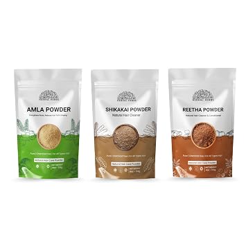 Hair Care Combo Amla, Reetha & Shikakai Powders, Each 114g Herbal Pack, Ayurvedic Powders for Hair Growth, Scalp Health
