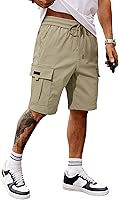 JMIERR Men's Casual Stretch Cargo Shorts Classic Drawstring Elastic Waist Summer Work Short with Multi Pockets