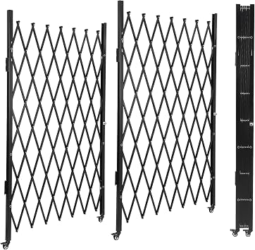 Single Folding Security Gate, 61" h x 122" w Flexible Expanding Security Gate, Aluminum Expandable Fence Portable Safety Barrier with Casters, 360Rolling Barricade Gate