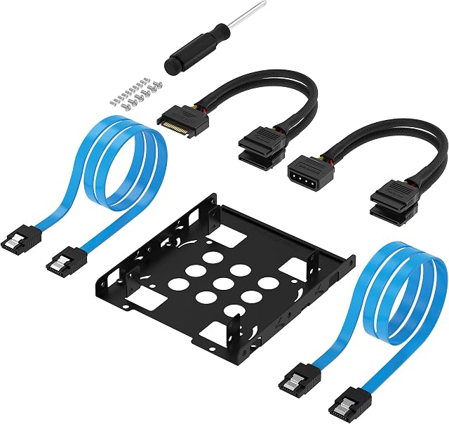 Sabrent 3.5-Inch to x2 SSD / 2.5-Inch Internal Hard Drive Mounting Kit [SATA and Power Cables included] (BK-HDCC)