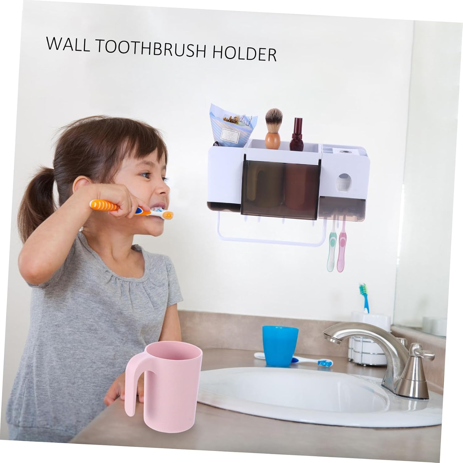 Bathroom Rack Space Saving Waterproof PP and Bamboo Fiber Holder image 5