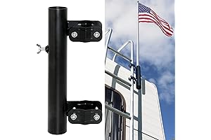 RV Lock Quick Flag Mount | Heavy-Duty Flag Holder for 1" RV Ladders (Black)
