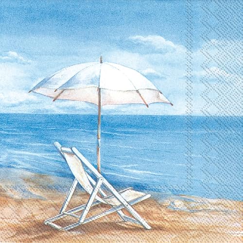 Boston International IHR 3-Ply Paper Napkins, 20-Count Cocktail Size, Blue Horizon