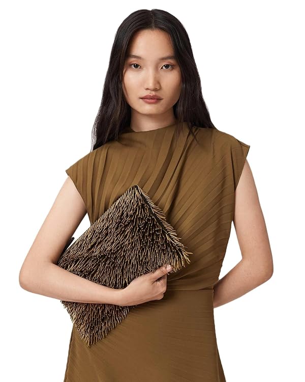 AllSaints Bettina Bead Clutch Warm Brass W225XD One Size by AllSaints - Image 2
