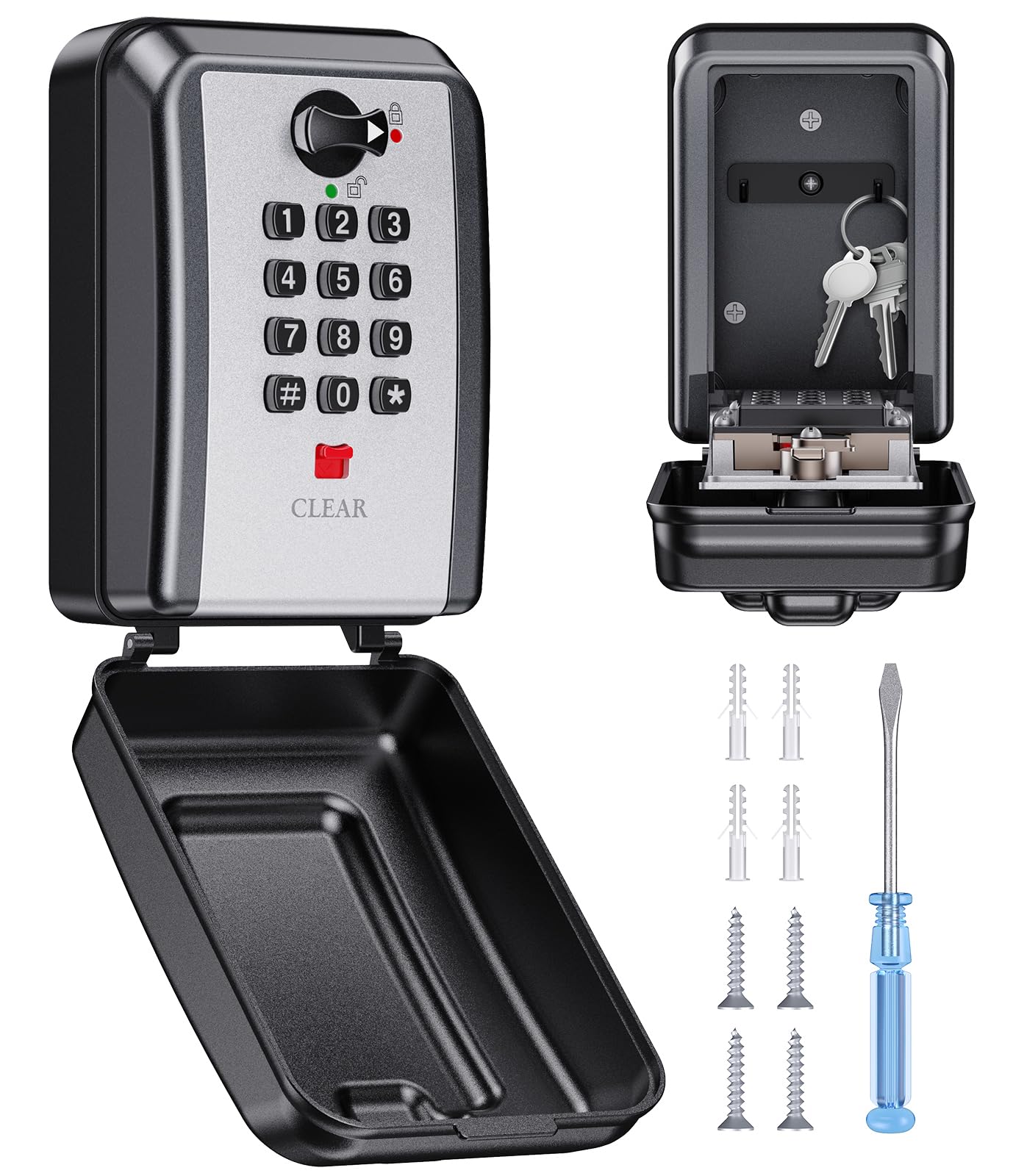 Photo 1 of Vewaci 12-Digit Wall-Mounted Key Lock Box - Large Capacity, Weatherproof