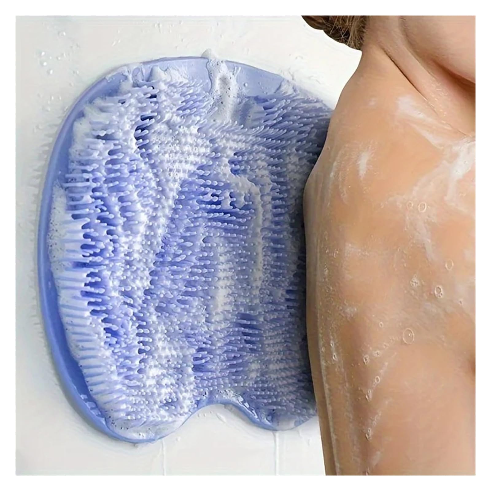 Cepillo de baño de silicona exfoliante con copa de succión (rosa)