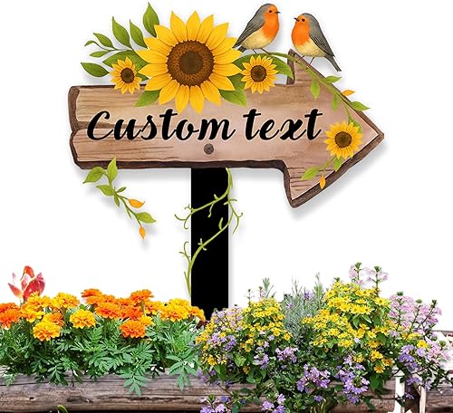 Miniatura 12 de Letreros de jardín personalizados con estaca, decoración de jardín de verduras para exteriores, arte de patio de metal, decoraciones de patio,