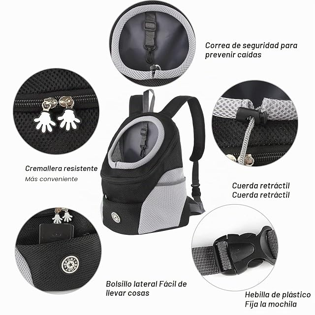 M MUNCASO Mochila Transportadora para Perros y Gatos, Bolsa de Viaje para Mascotas