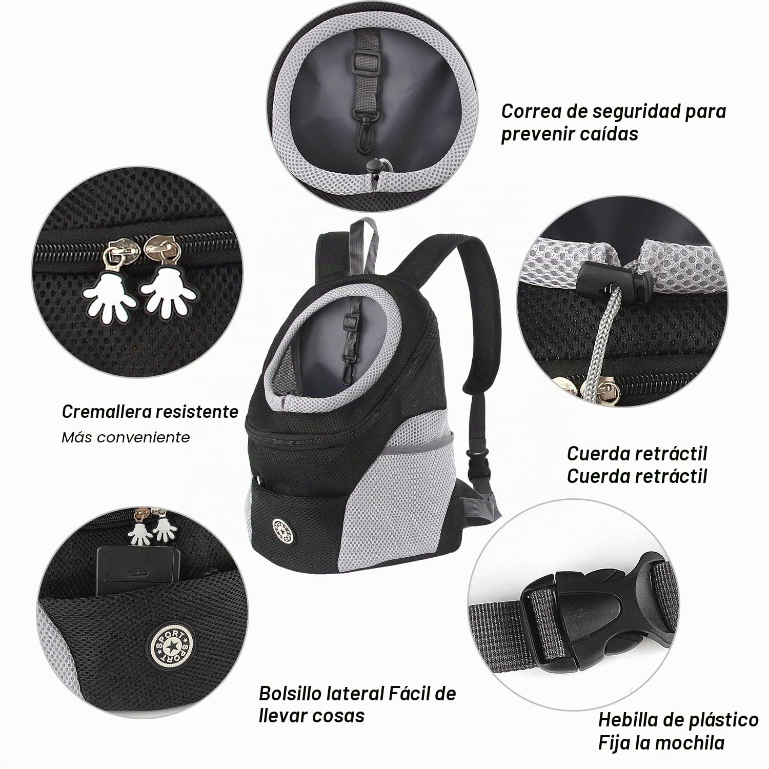 M MUNCASO Mochila Transportadora para Perros y Gatos, Bolsa de Viaje para Mascotas, Paquete Frontal para Cachorros, Aprobada por Aerolíneas para Viajes de Senderismo al Aire Libre