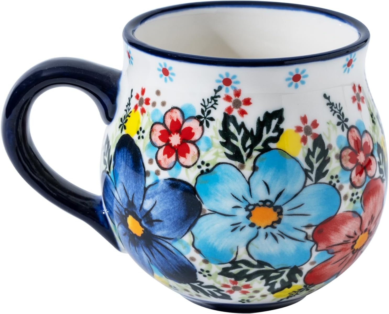 ALMA Taza de café segura para microondas, 12 onzas, pintada a mano, taza de té de cerámica única para novia, madre, mujer (flores surtidas, mediana)