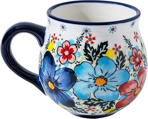 ALMA Taza de café segura para microondas, 12 onzas, pintada a mano, taza de té de cerámica única para novia, madre, mujer (flores surtidas, mediana)