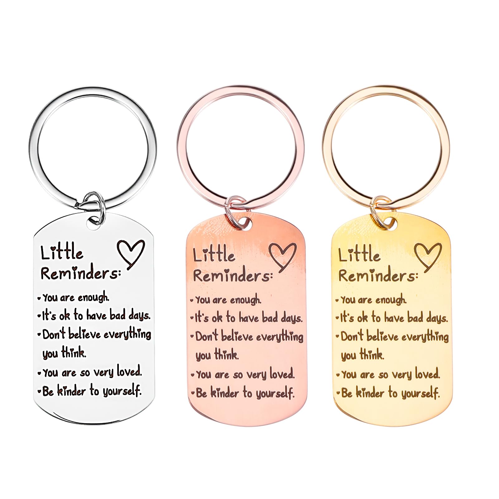 Little Reminders Keychain 3PCS Inspirational Key Ring You Are Enough Daily Affirmation Mental Health Positive Gifts_voghion.com