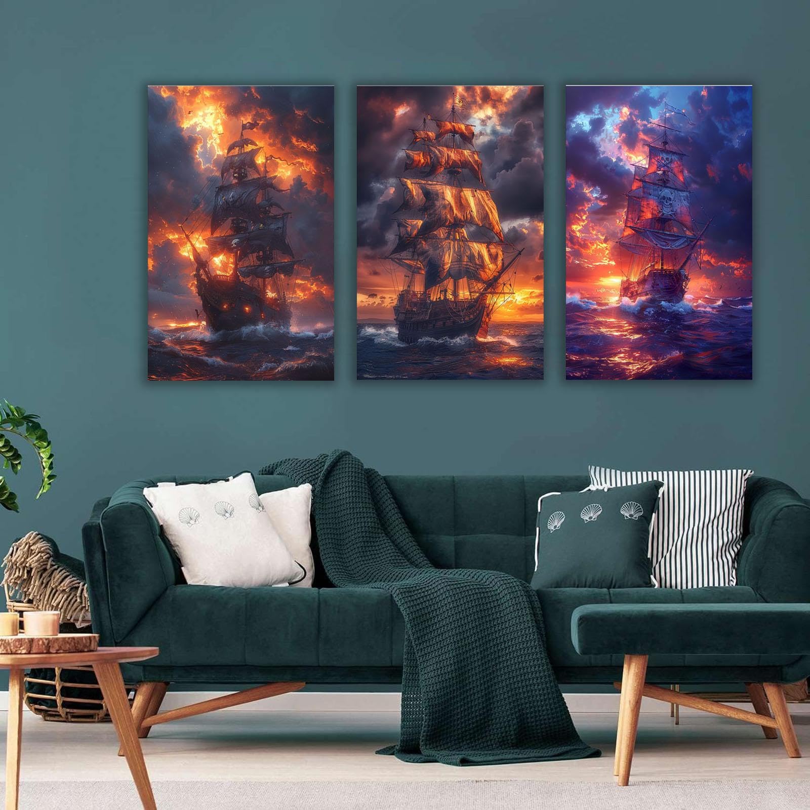 Amazon.co.jp: SHYAMIC 3枚セット 海絵 アート海 自然風景, 海上に