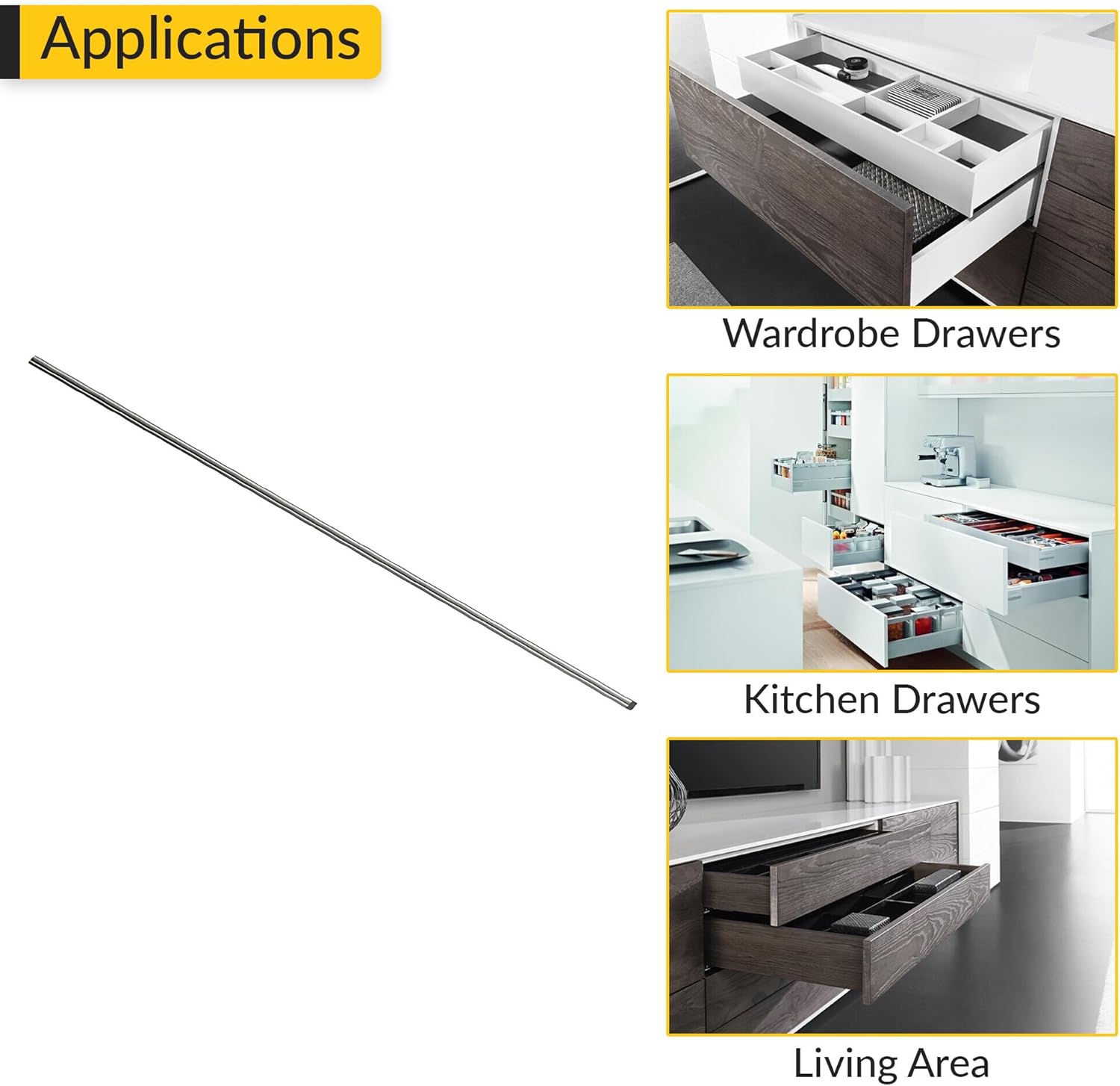 Brixwell QG64-001 Synchronization Rod, for Timpatic Soft-Close Eject Unit for Dynapro Concealed Runners for Cabinet Width 1200 mm