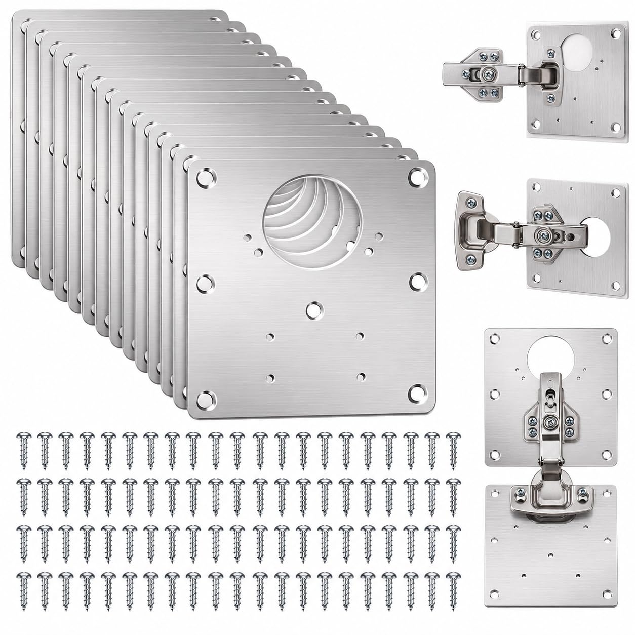 20PCS Cabinet Hinge Repair Plate Kit, Stainless Steel Hinge Repair Plate