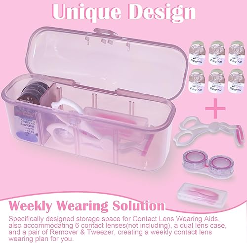 Miniatura 2 de Kit de organizador diario de lentes de contacto, kit de estuche organizador de lentes de contacto diario desechable, cada uno sostiene 24 lentes