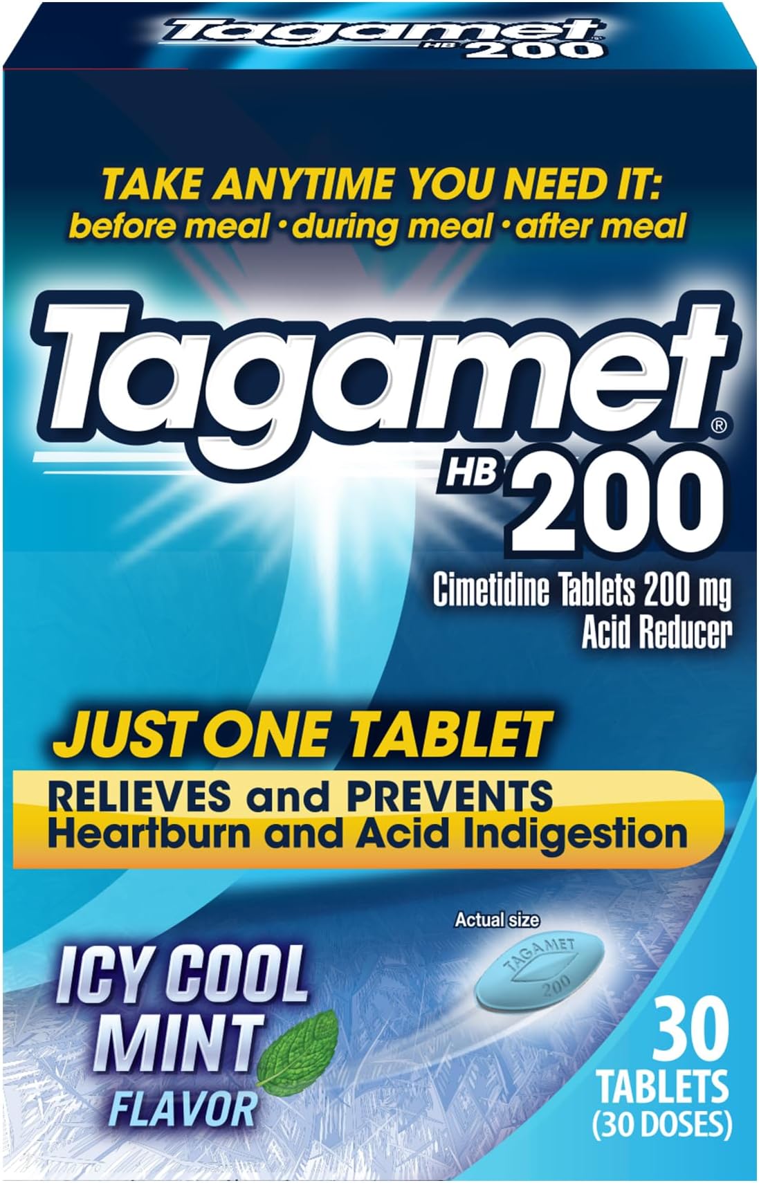 Tagamet Icy Cool Mint Acid Reducer, Cimetidine Tablets 200mg, 30 Count