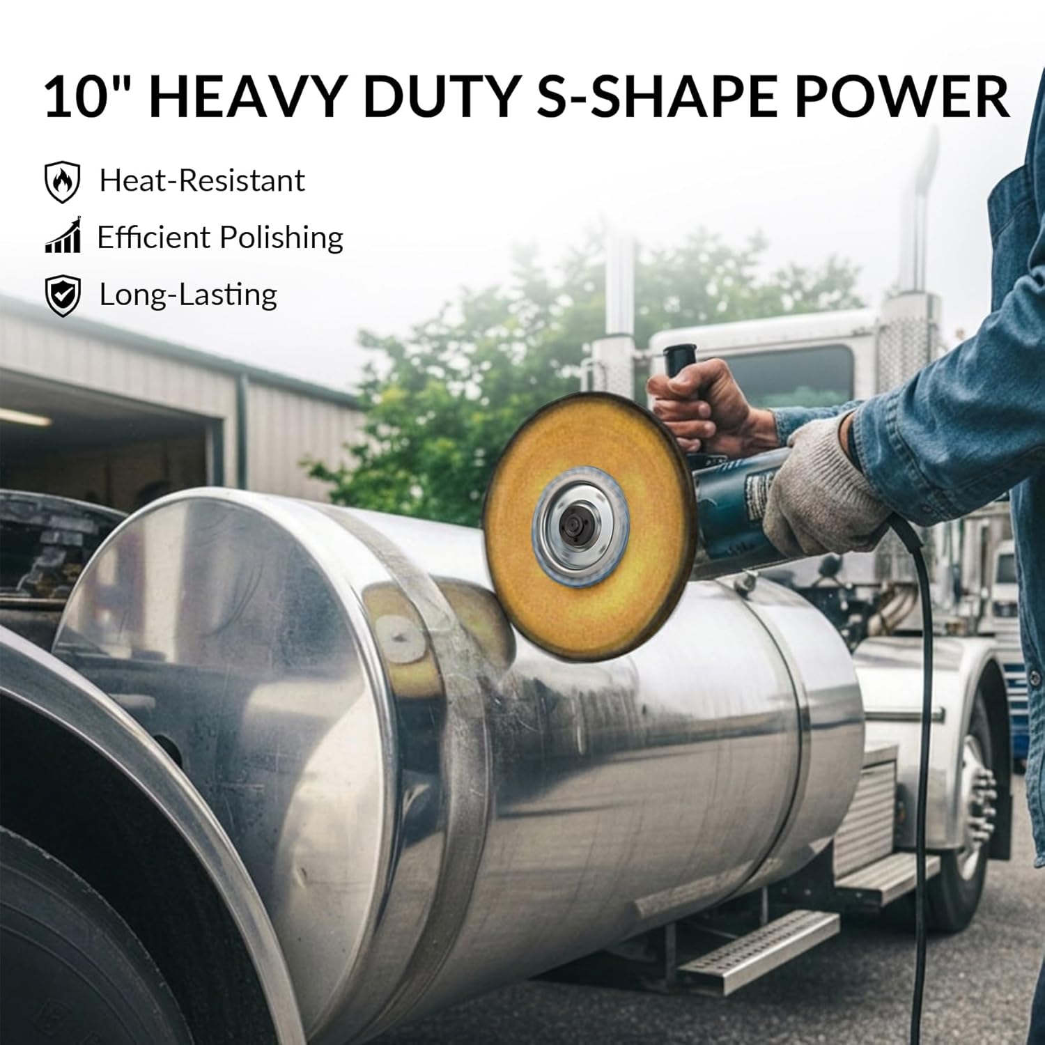 10" S-Shape Airway Buffing Wheel with 5/8" Arbor Flange-Free Hub，Yellow Buffing Wheels for Angle Grinder, All-Purpose Polishing Wheels for Aluminum Wheels Stainless Steel & Metal Finishing