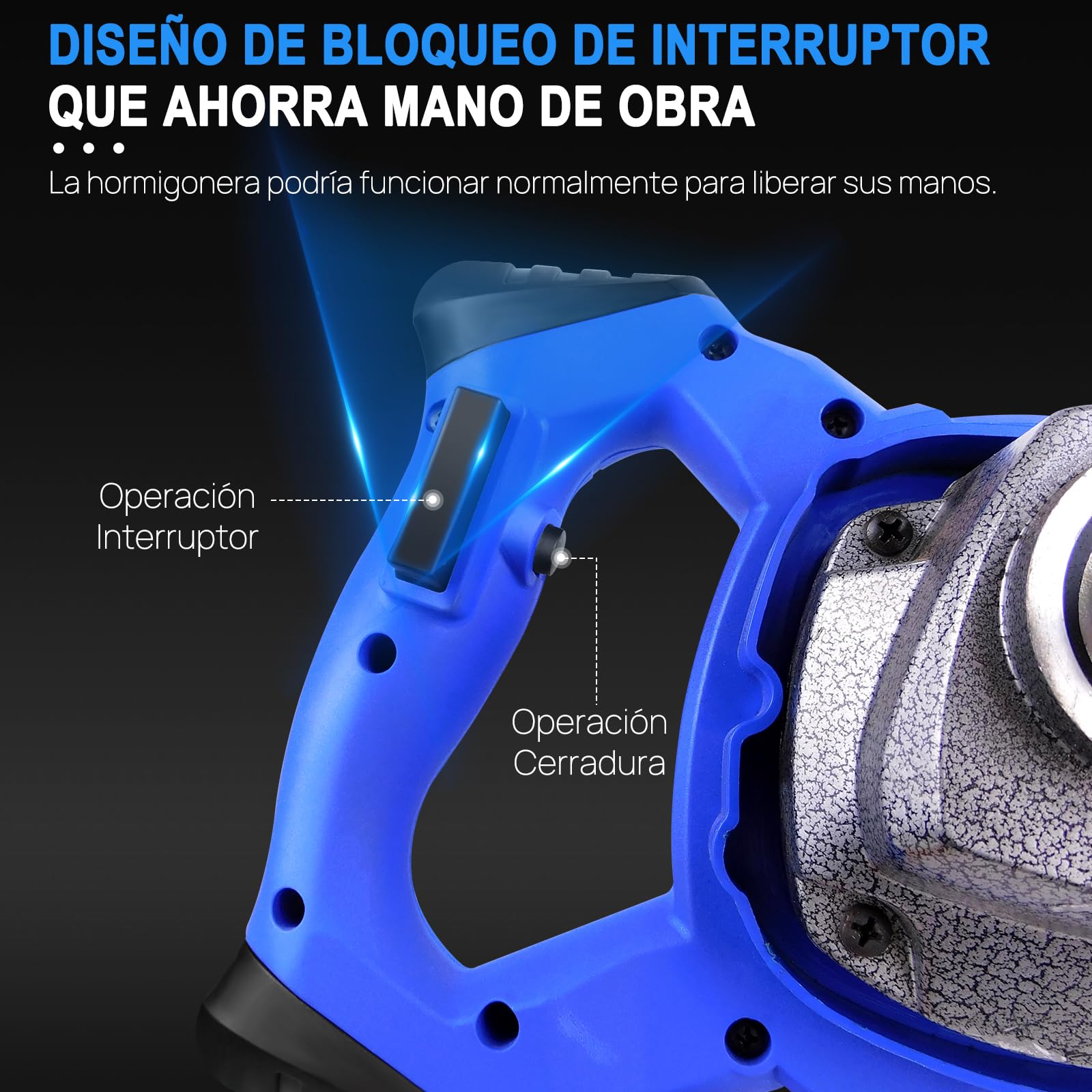 Mezclador de Mortero 2600W,Malaxeur Mortier Colle de Hormigón Eléctrico, Agitador M14 Ajustable, 6-Velocidad Variable Mezclador Eléctrico, Lechada de Cemento, Hormigón，Pintura