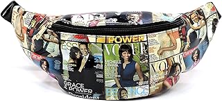 Glossy Magazine Cover Collage Michelle Obama and Barack Obama Fanny Pack Belt Bag Waist Pack Obama Purse (Multi/Black)