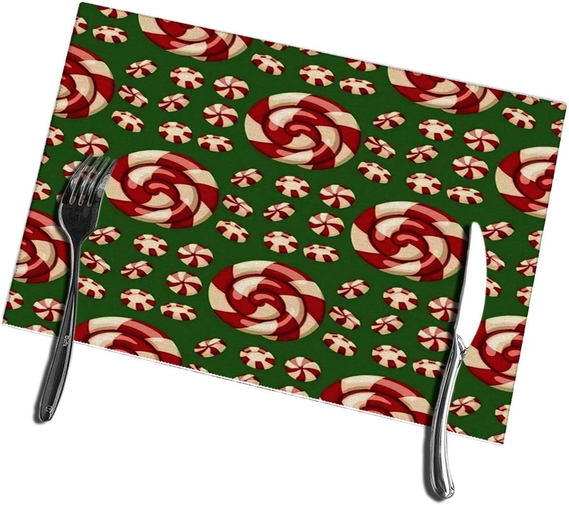 bneegxg Dining Table Placemats Set of 6 Christmas Striped
