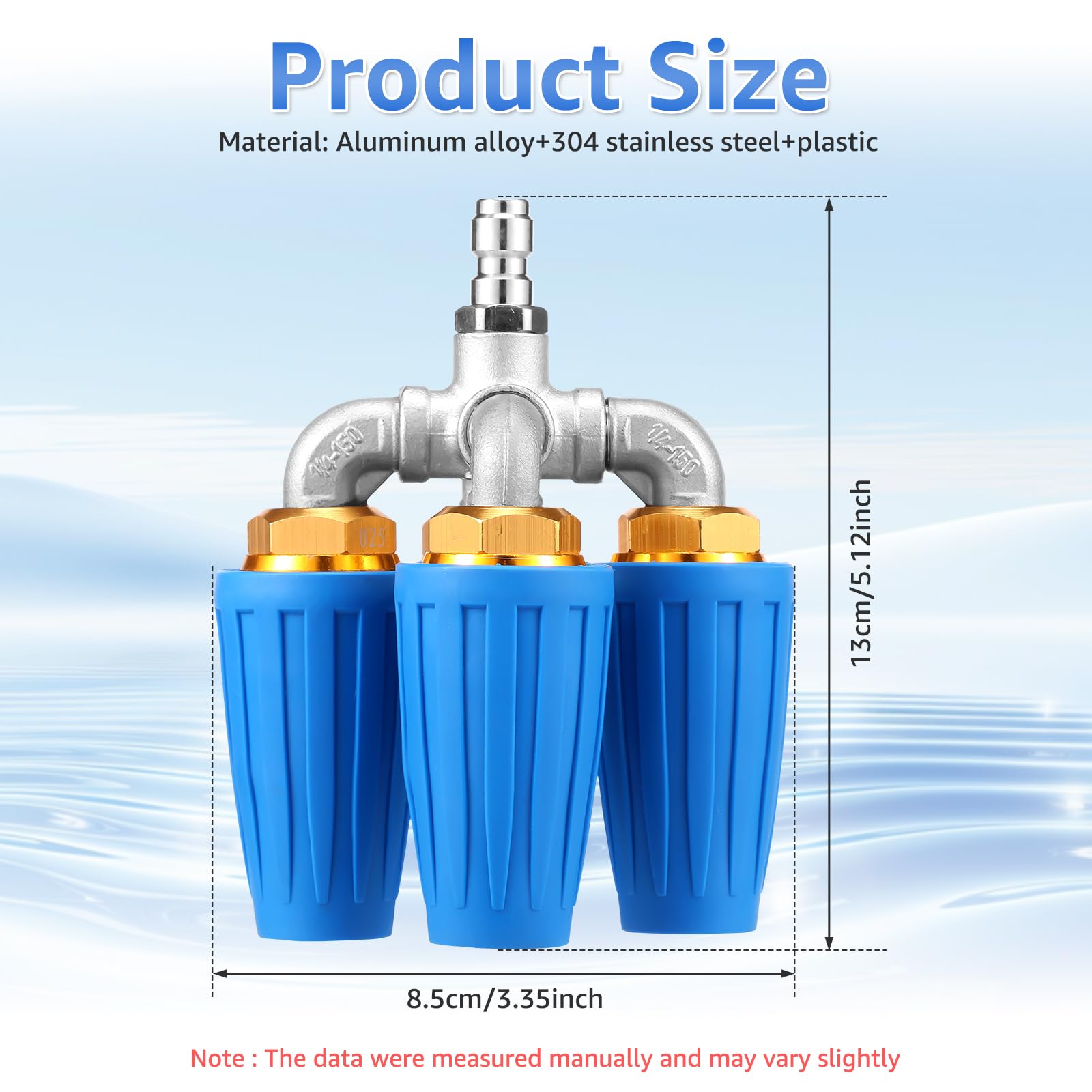 4-in-1 Turbo Nozzle Pressure Washer Nozzle Tips, 2.0 Orifice Quadruple Turbine Nozzle, 360° Rotating with 1/4