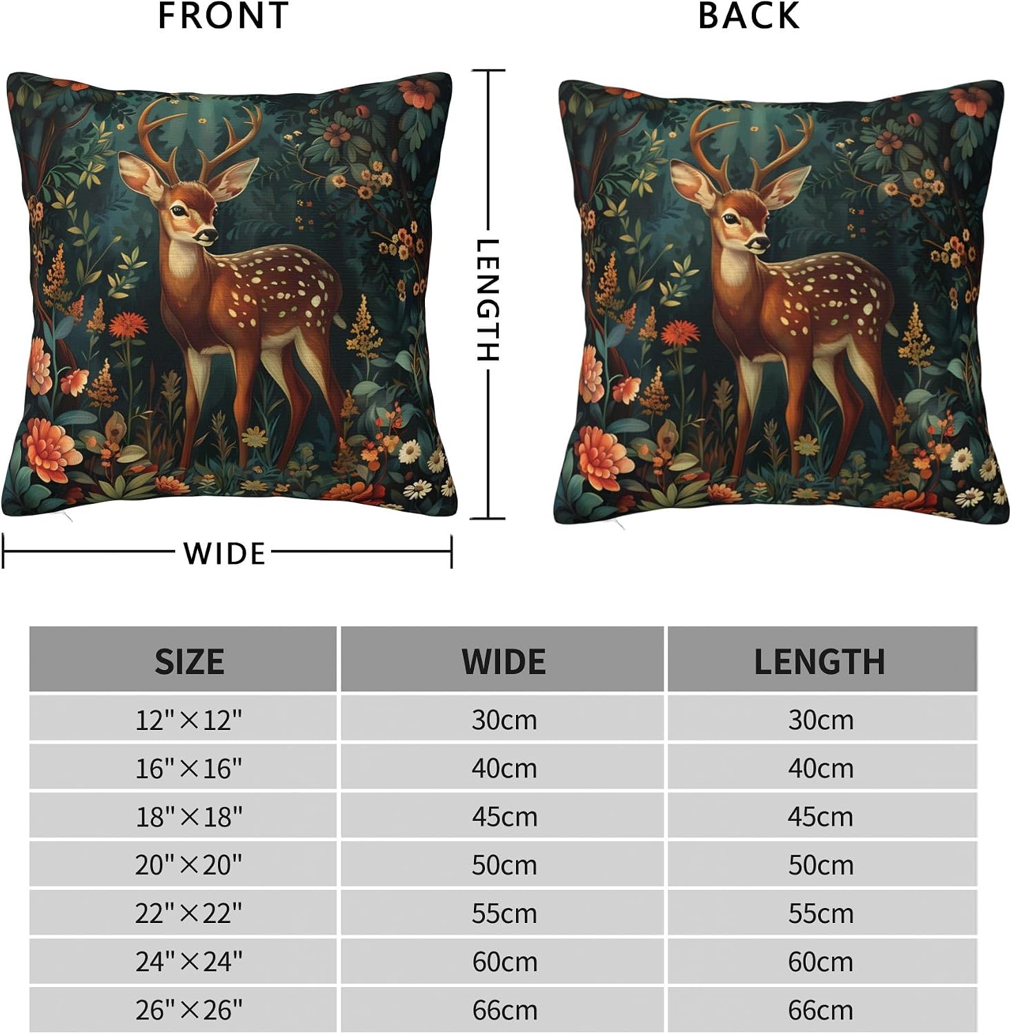 William Morris Forest Deer Throw Pillow Covers Soft Decorative Throw Pillowcases Cushion Case Square for Home Decor Bed Couch Car Living Room 18x18 Inch image 2