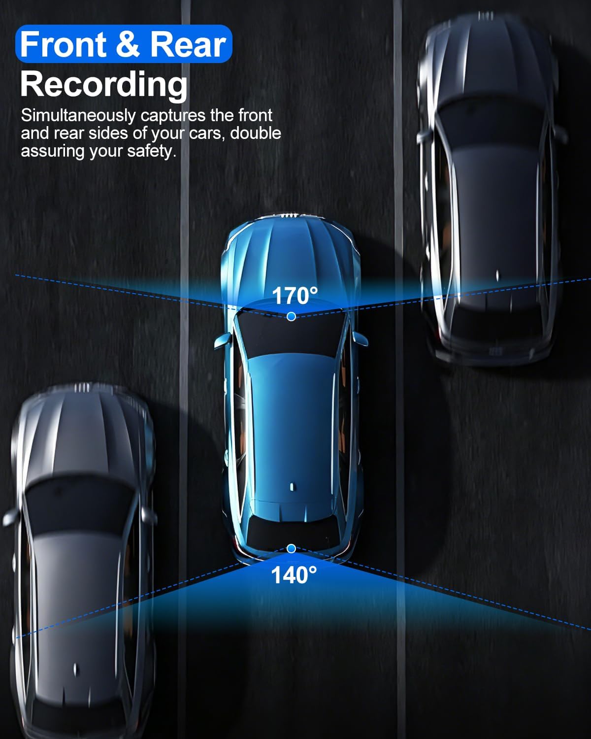 Dash Cam Front and Rear, 1080P Dual Dash Camera for Cars with 32G SD Card, 24 Hours Parking Monitor, Night Vision, Loop Recording, G-Sensor, 3'' IPS Screen, 170°Wide Angle