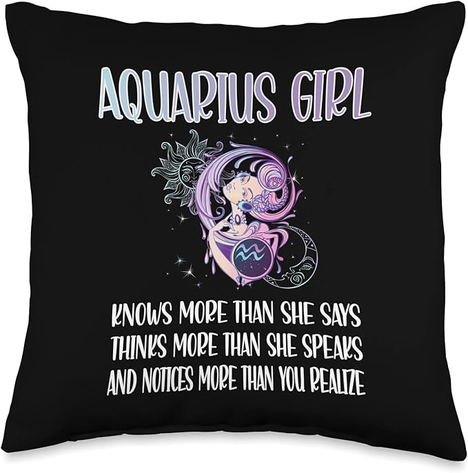 Aquarius Zodiac Sign Girl Aquarius Horoscope Astrology Throw Pillow