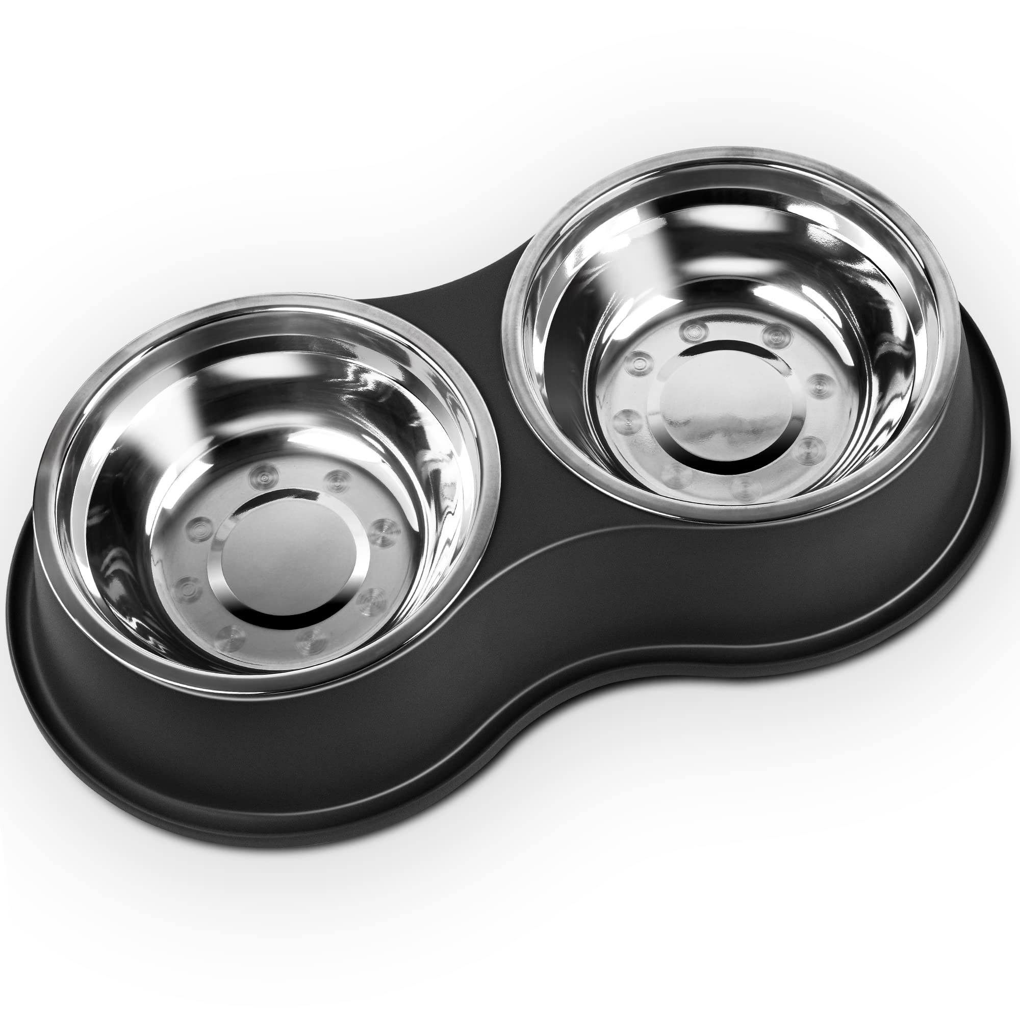 Dog Bowls Large Stainless Steel Dog Water and Food Bowls Set with No-Slip Base, Pet Feeder Bowls Raised Edges for No Spill, Dog Cat Dish for Small, Medium, and Large Pets