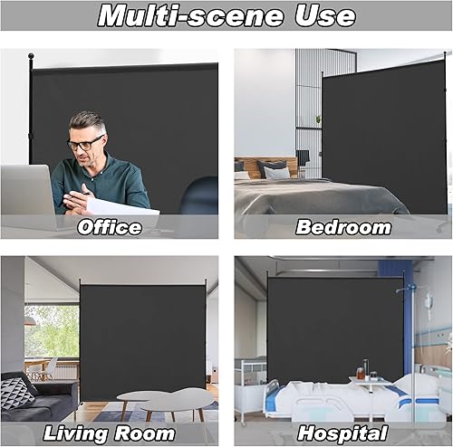 Miniatura 5 de Divisor de habitación de panel individual de 6 pies con ruedas, separadores de habitación de tela rodante para pantallas de privacidad de partición,