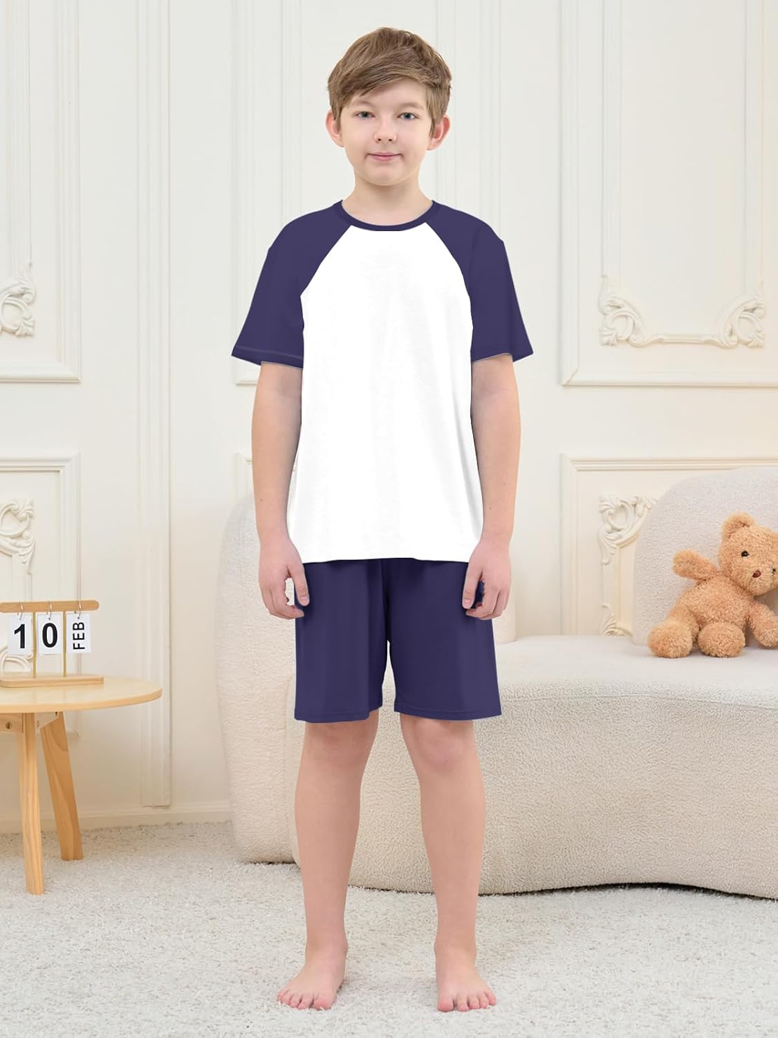 Umeyda Boys's Summer Pajamas Striped Short Sleeve Sets Modal Pjs - Image 2