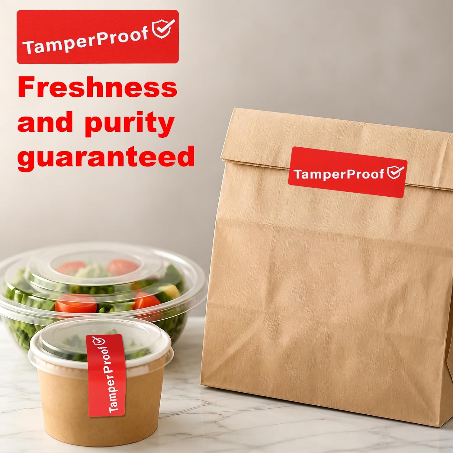500pcs Tamper Proof Stickers, 7.6x2.5cm/3x1in Strong Adhesive Tape Safe Secure Tamper Evident Seals Stickers for Package Protection Food Delivery Boxes Envelopes and Documents Supplies