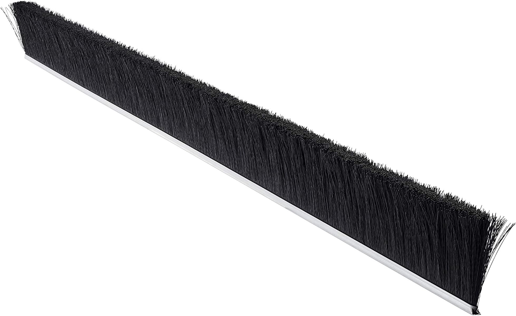 MB400848 Metal Back Strip Brush with Light Duty 3/16" Galvanized Steel Backing, Black Nylon Bristles, 4' Overall Length, 4" Trim Length, 0.014" Bristle Diameter