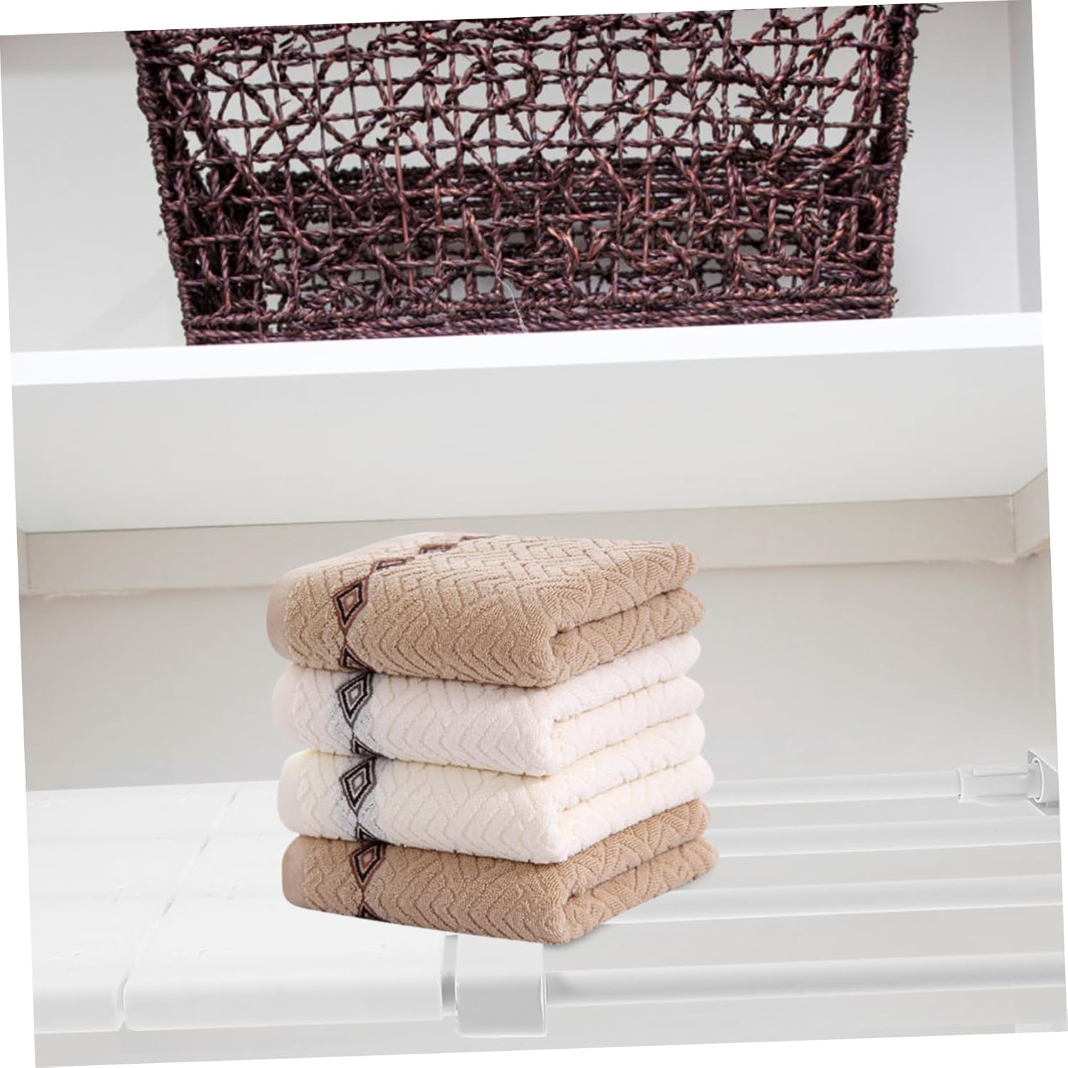 Expandable Closet Tension Shelf Divider, White Plastic Carbon Steel