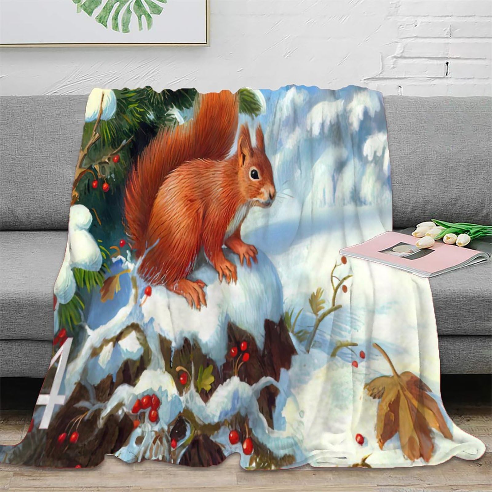 Plaid écureuil roux pour cocooning d'hiver en colocation ou studio