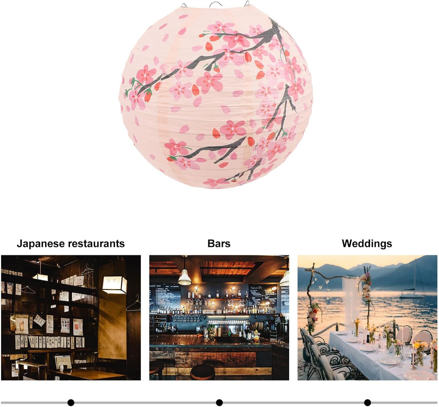 Kichvoe Paper Lantern 12 Inch Chinese Japanese Hanging Lanterns Oriental Round Lamp Foldable Festive Lamp Cherry Blossom Lantern Decoration Pink, 30x30cm, 110988BW94