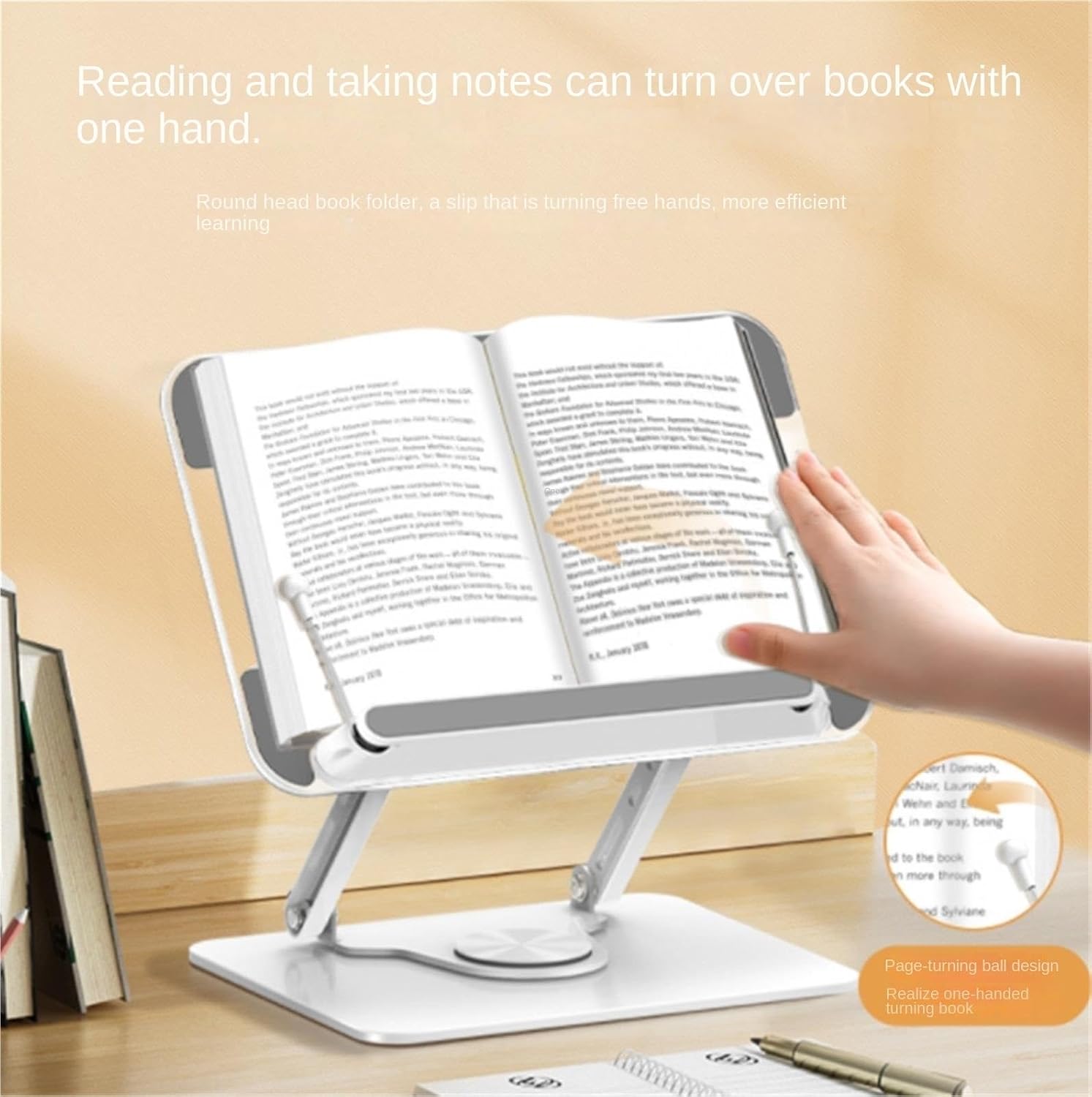 Recipe Holder Adjustable Bookshelf for Hands-Free Reading Cookbook Shelf that Fits On Counter Cooking Helper(Folding Type)
